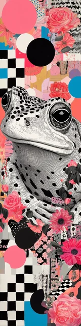 Free printable frog bookmark featuring pink circles and checkers frog